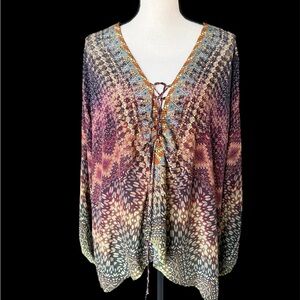Camilla Purple and Orange Patterned Blouse